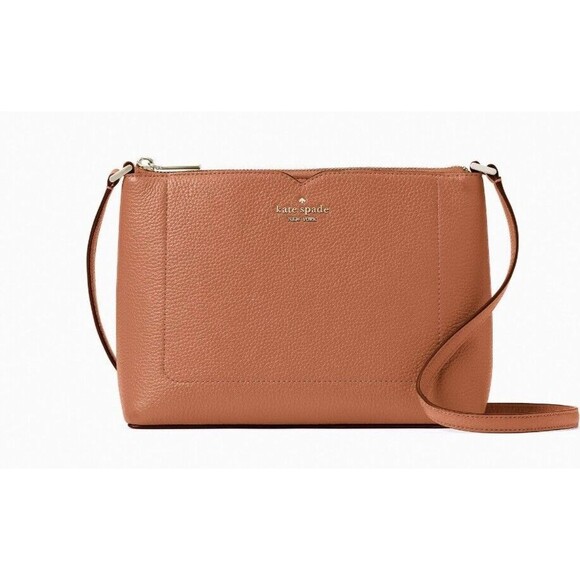 New Kate Spade Harlow Pebble Leather Crossbody Warm Gingerbread - Picture 1 of 4